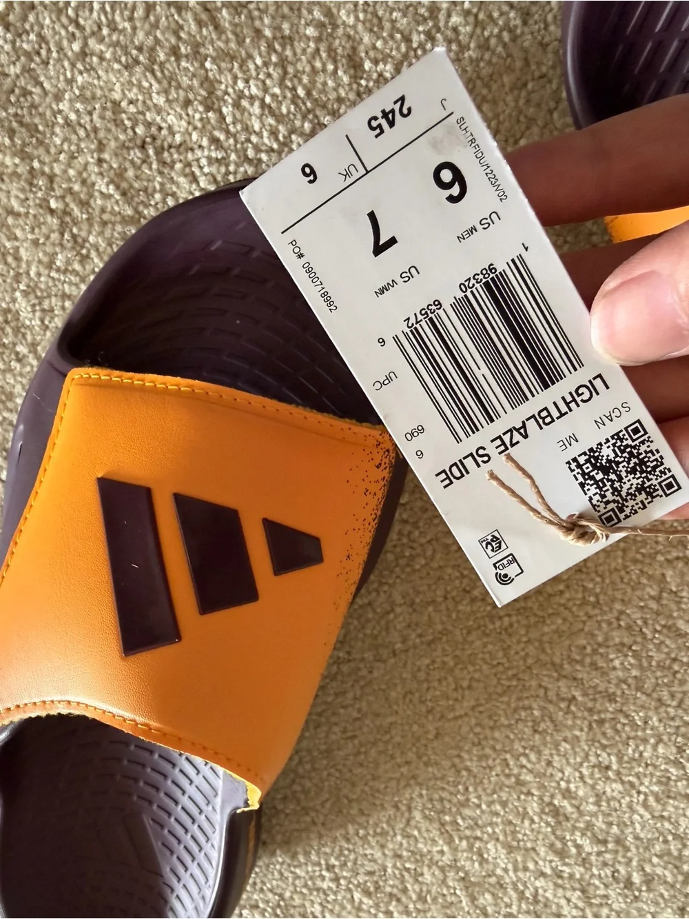 adidas Orange and Dark Purple Slide Sandals